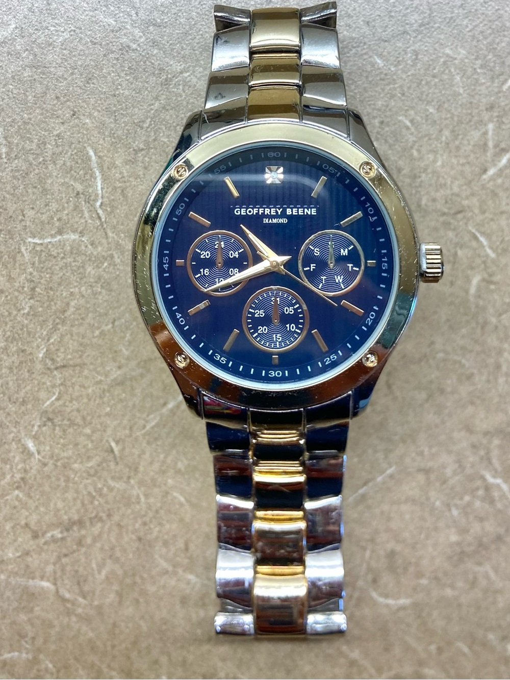 Geoffrey Beene Navy and Gold Two-Tone Men's Watch